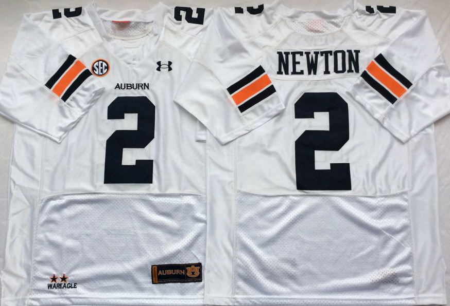 Men's Auburn Tigers Cam Newton #2 White Team Jersey